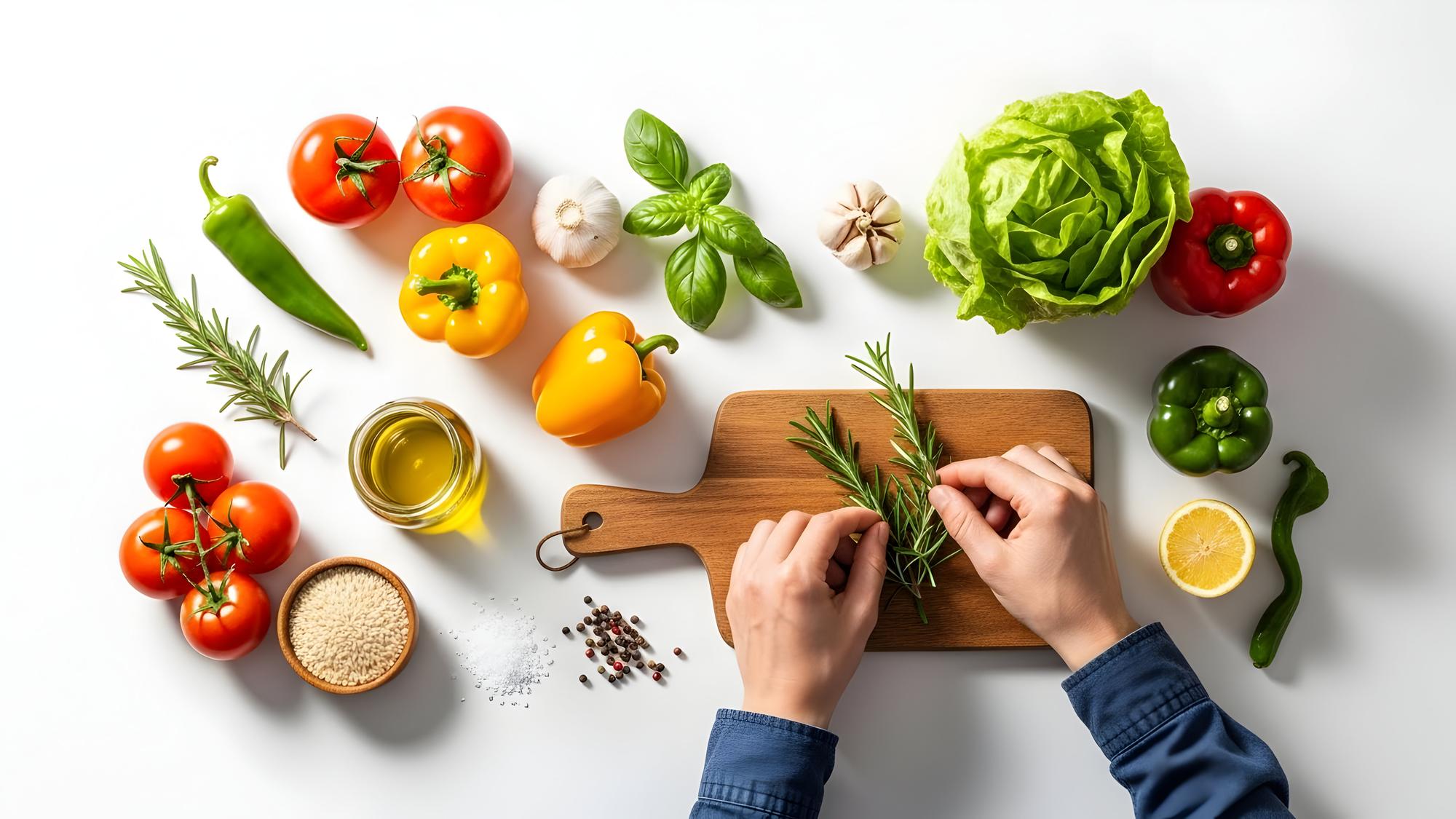 Hands preparing fresh ingredients